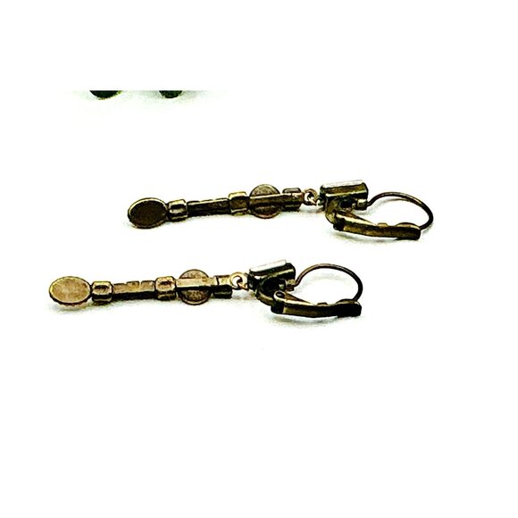 Art Deco Style Crystal and Brushed Gold Dangle Earrings - Picture 4 of 4